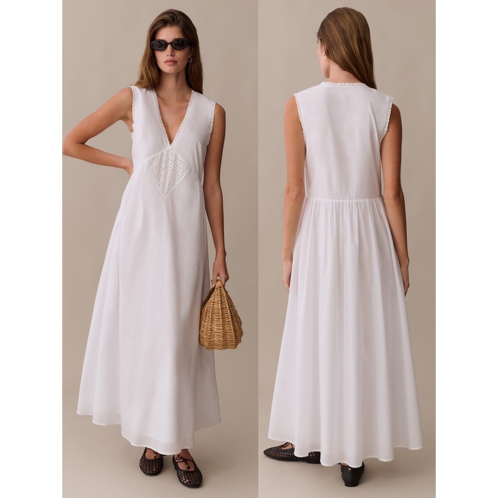 NWT Kourt Sonnet Cotton Maxi Dress in White - Size Medium